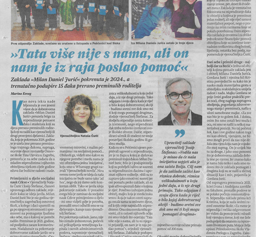 O Zakladi "Milan Daniel Jurić" u novom broju Glasa Koncila